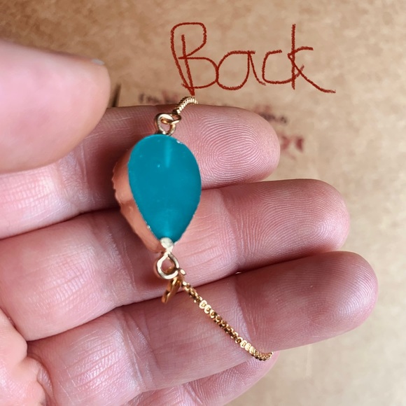 ✨Artisan Turquoise Quartz Druzy & 18k Gold Adjustable Bracelet ✨Handmade✨ - Picture 6 of 7